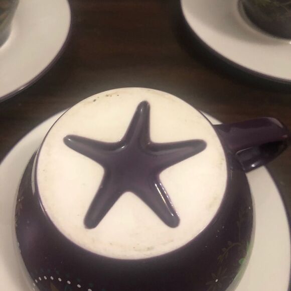 Starbucks Holiday 2006 Coffee Set Of 4 Plum Purple White Cup Saucer Mug - Picture 6 of 9